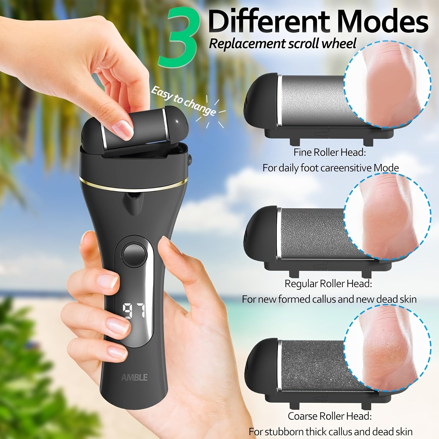 Electric Foot Scrubber Callus Remover for Feet, Rechargeable Foot File Pedicure Tools, Professional Pedi Foot Care Kit for Hard/Dead/Dry Skin/Cracked Heels with Manual Foot File Set 12pcs